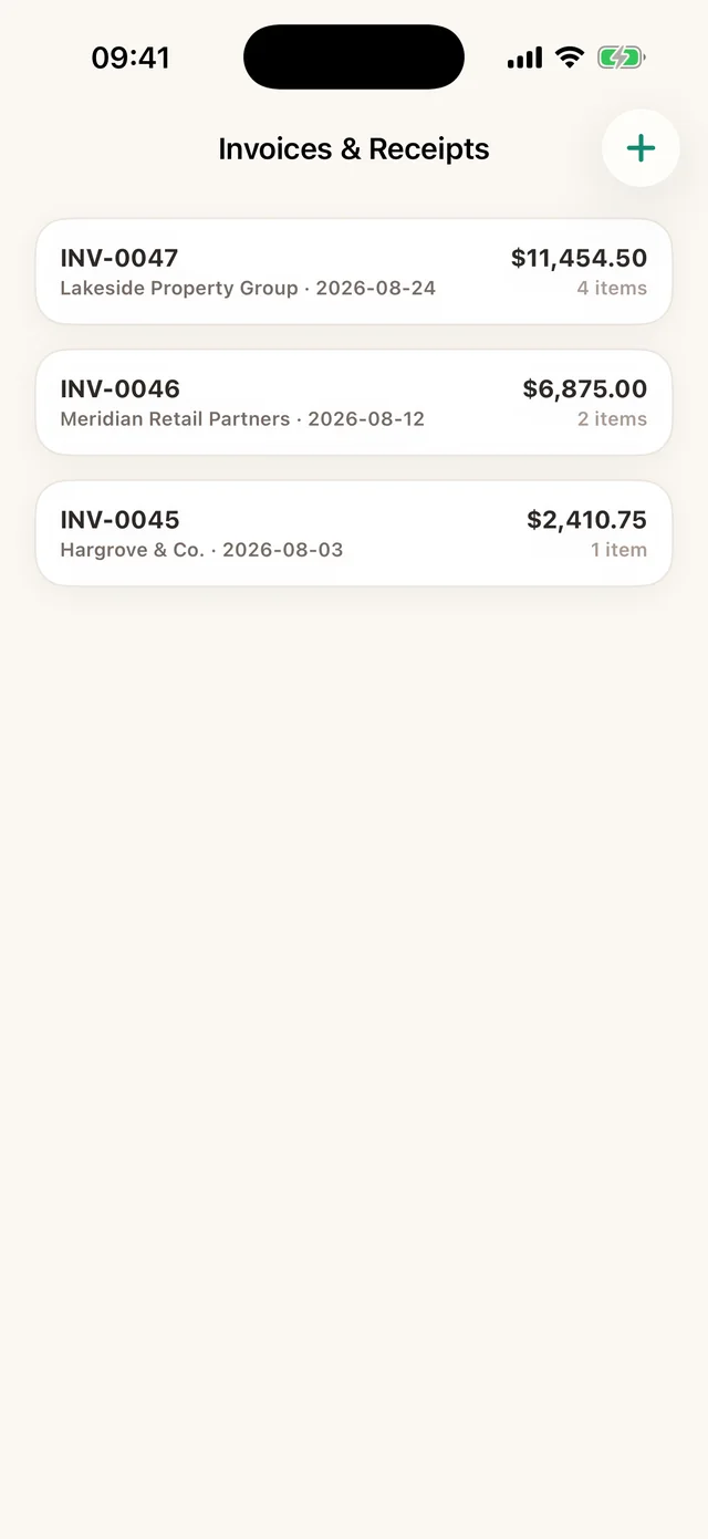 包含 PDF 发票的发票列表