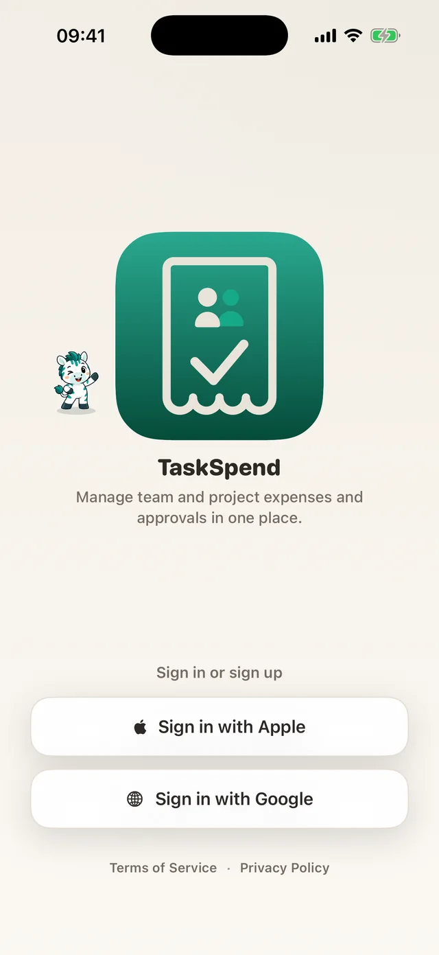 登录页面上,斑马 Taskie 正在挥手