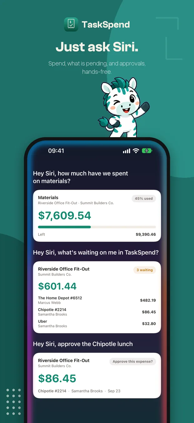 Siri answer cards for spend, what is pending and an approval