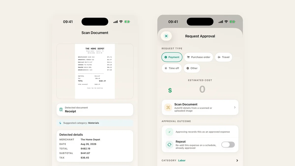 A request for approval in TaskSpend with type, estimated cost and category